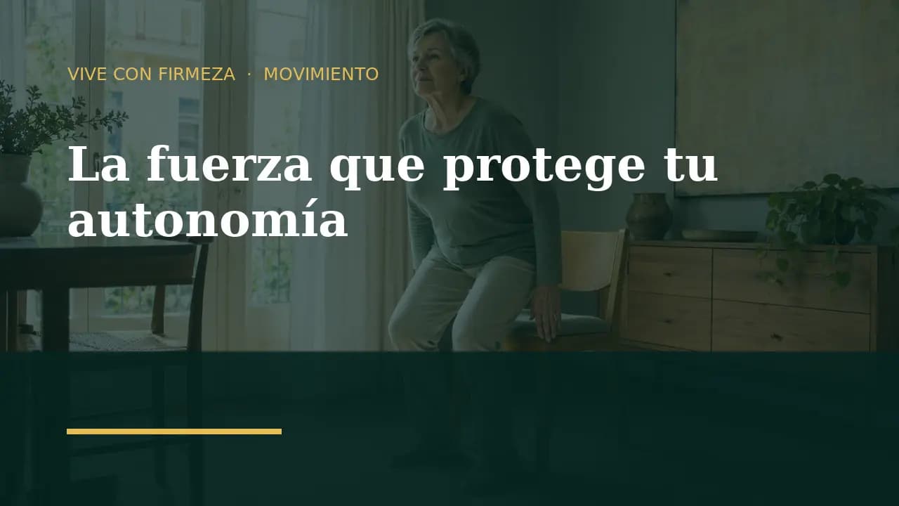 Mujer practica levantarse de una silla con control